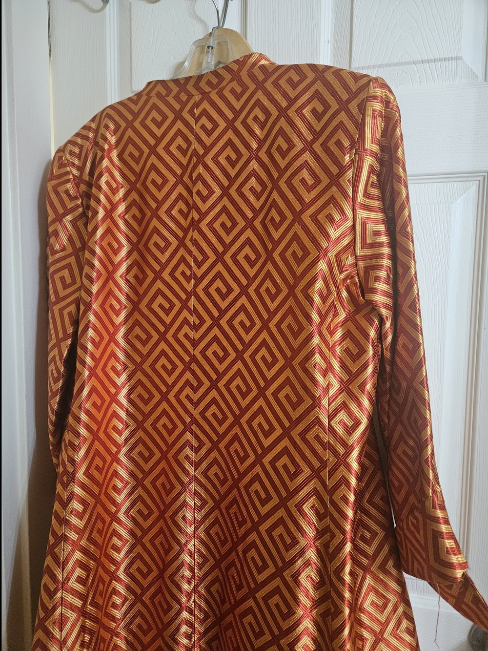 Statement Gold & Red Geometric Satin Blazer - Picture 7 of 10